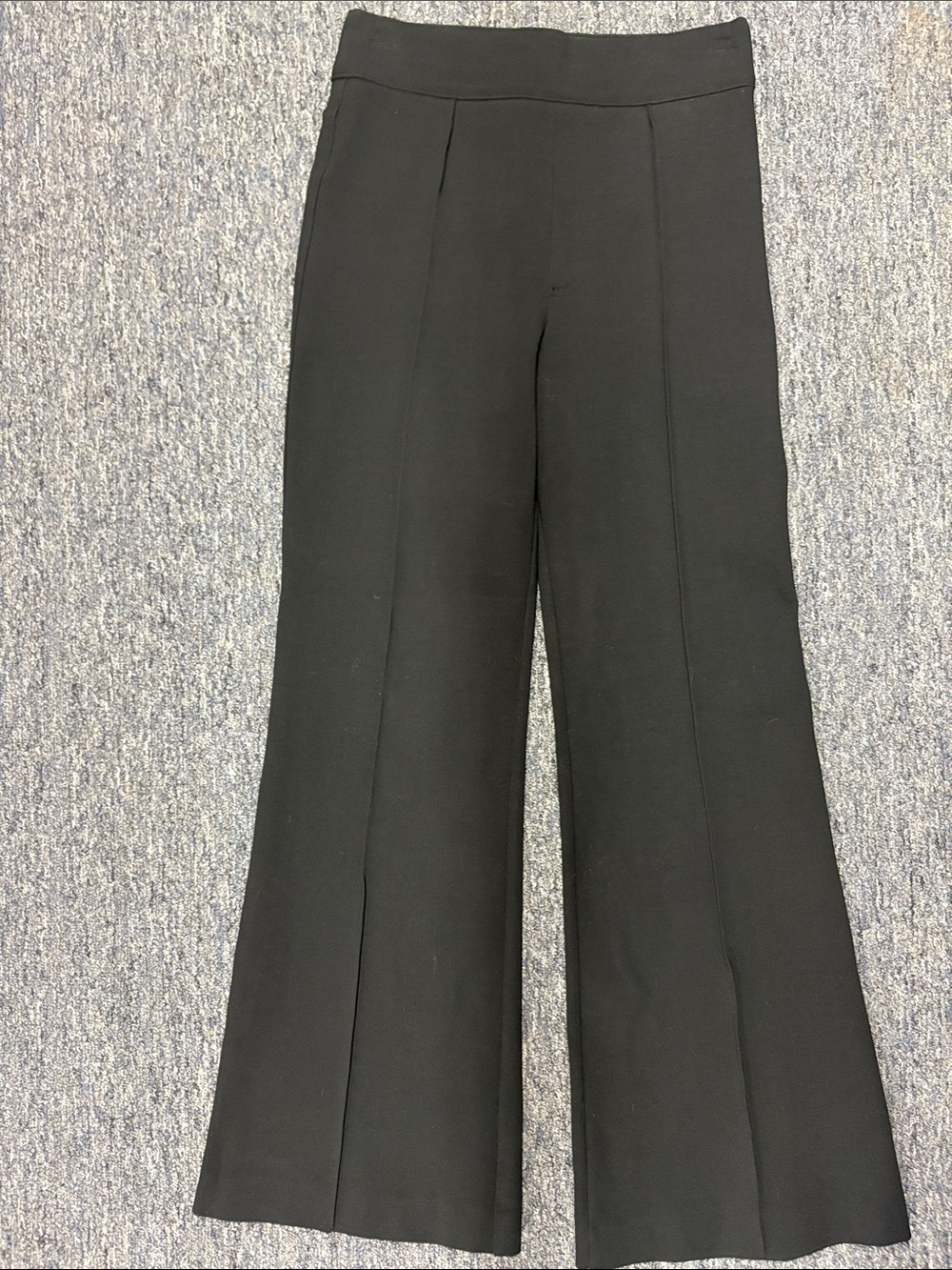 Spanx Perfect Ponte Flare Wide-Leg Black Dress Pants, Front Seam, XS